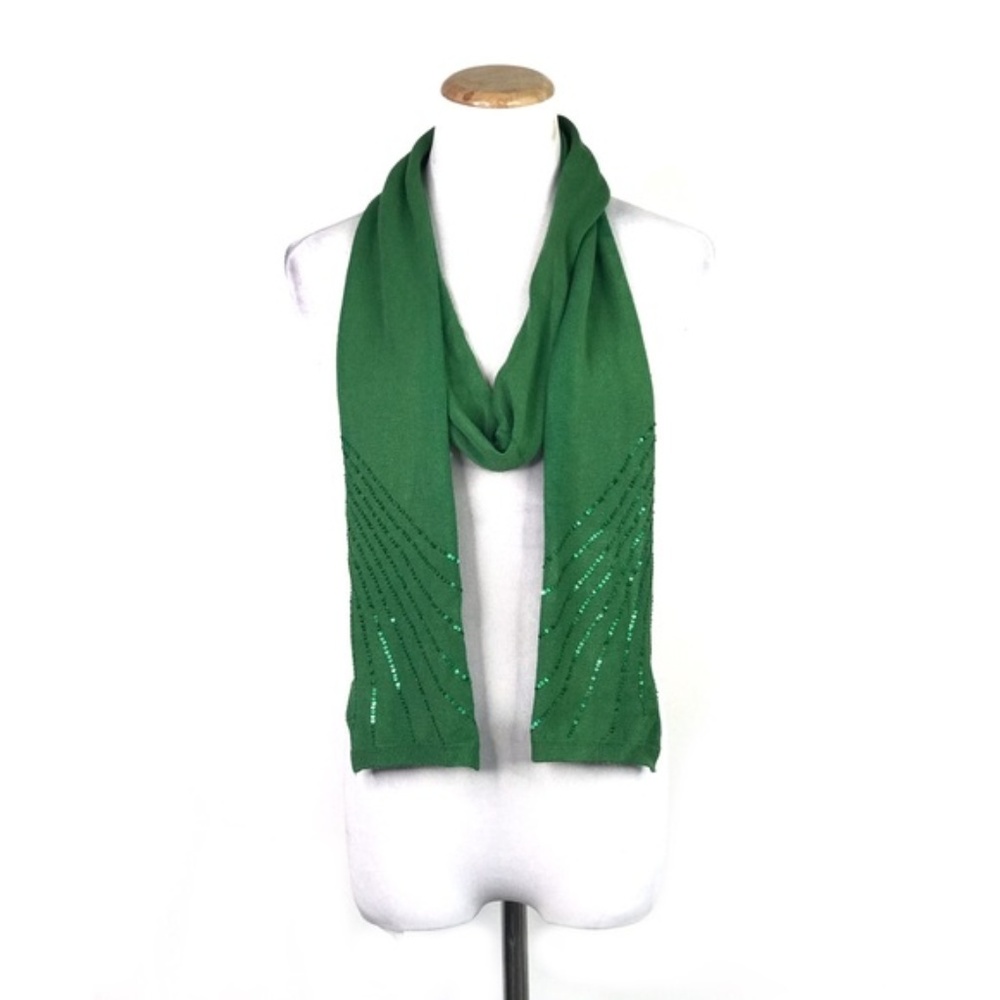 Green Knot Sequins Scarf